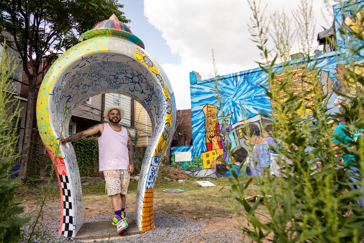 Kensington unveils first Roberto Lugo sculpture at KCT Community Garden party event