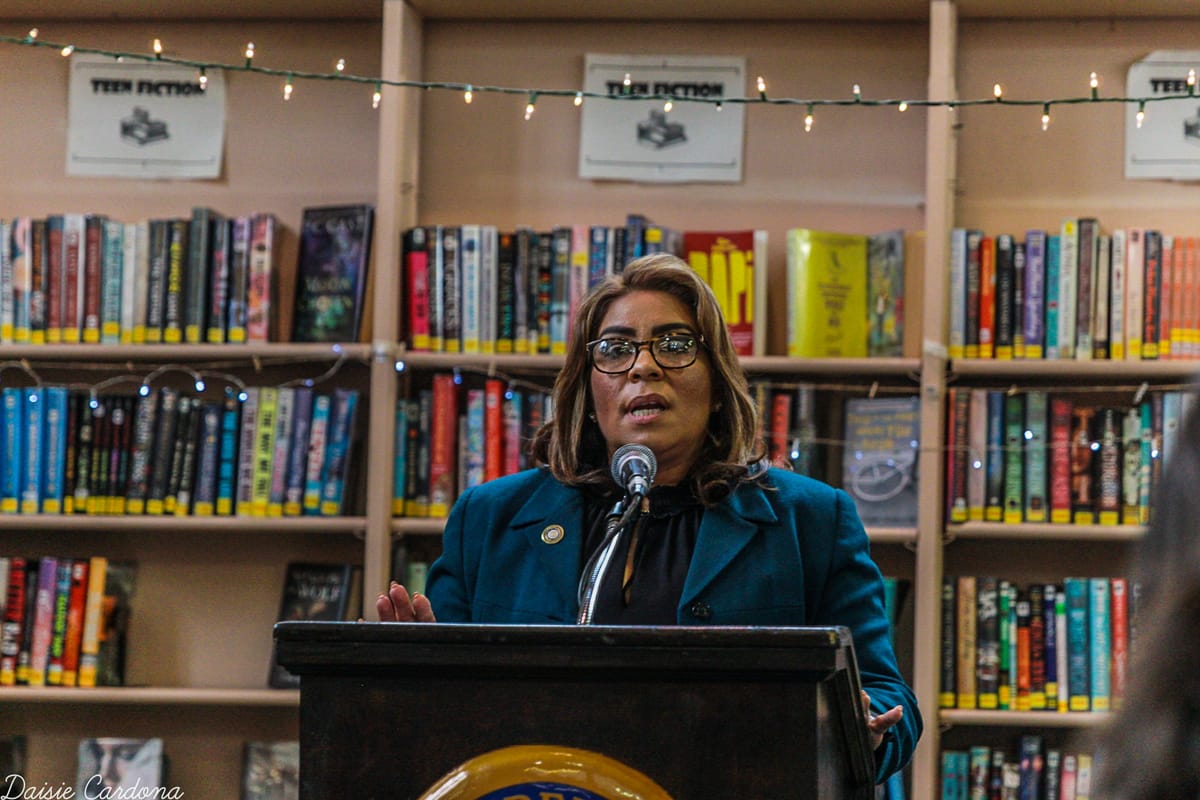 City Council District 7 candidate Quetcy Lozada answers questions from the Kensington community